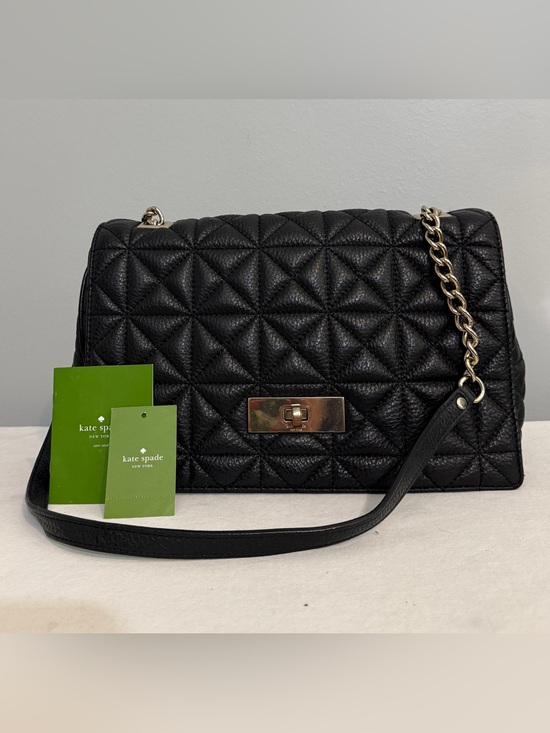 kate spade Handbags - kate spade Delaney Black Quilted Leather Chain Shoulder Bag with Gold Hardware